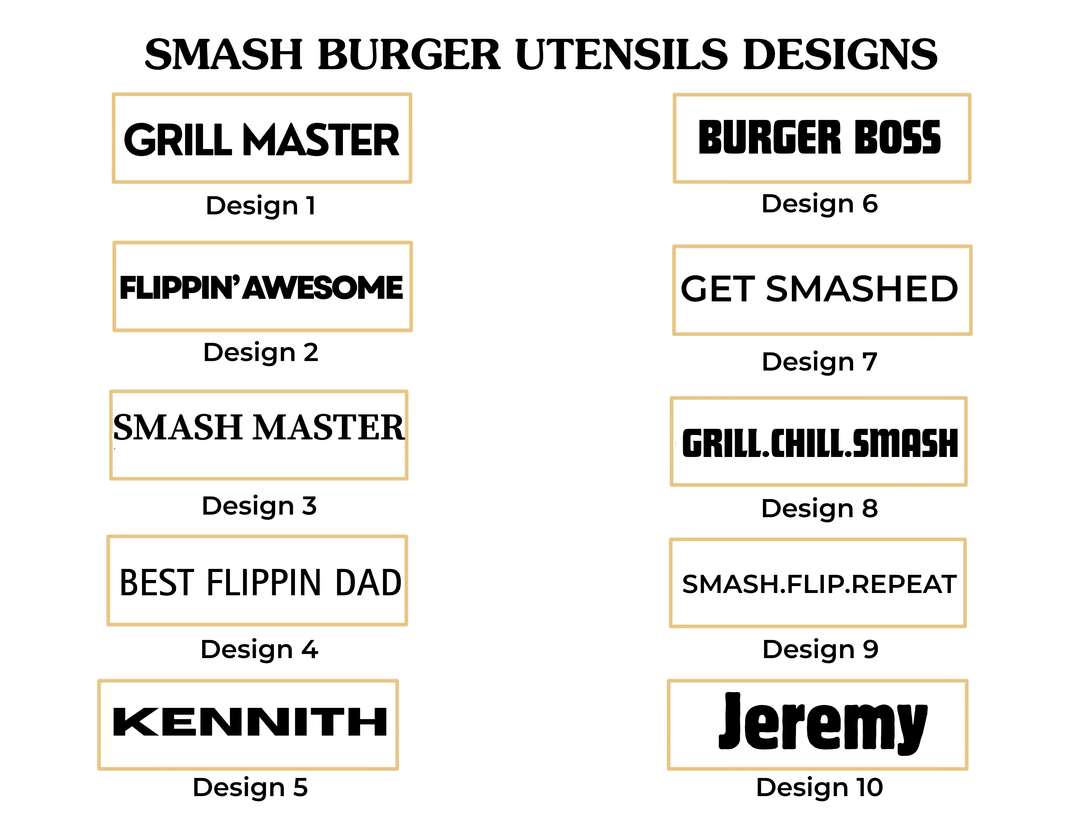 CUSTOM SMASH BURGER SET | PERSONALIZED BBQ GRILL ACCESSORIES | ENGRAVED Groomsmen & FATHER'S DAY GIFT