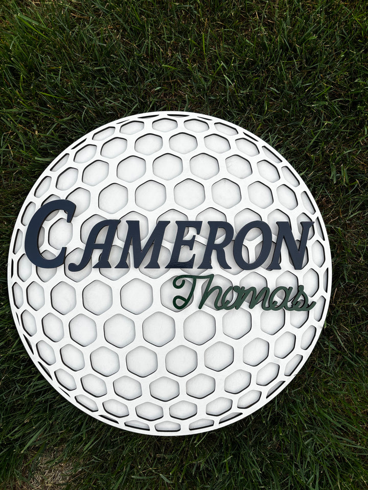 Golf Themed Personalized Baby Name Sign Nursery Wall Decor Custom Golf Ball Name Sign