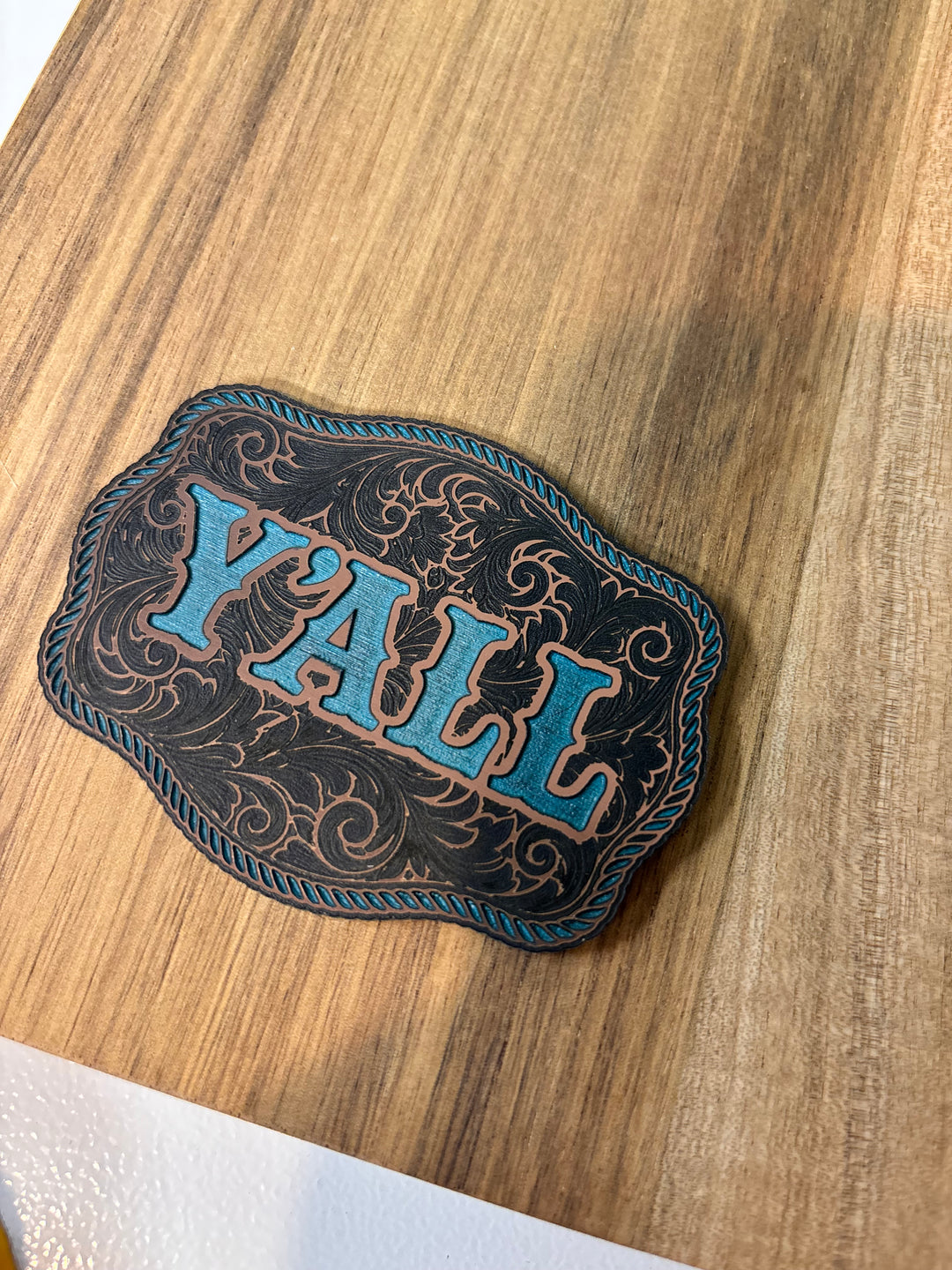 Y'ALL ACRYLIC PATCH - COPPER/BLACK/TURQUOISE