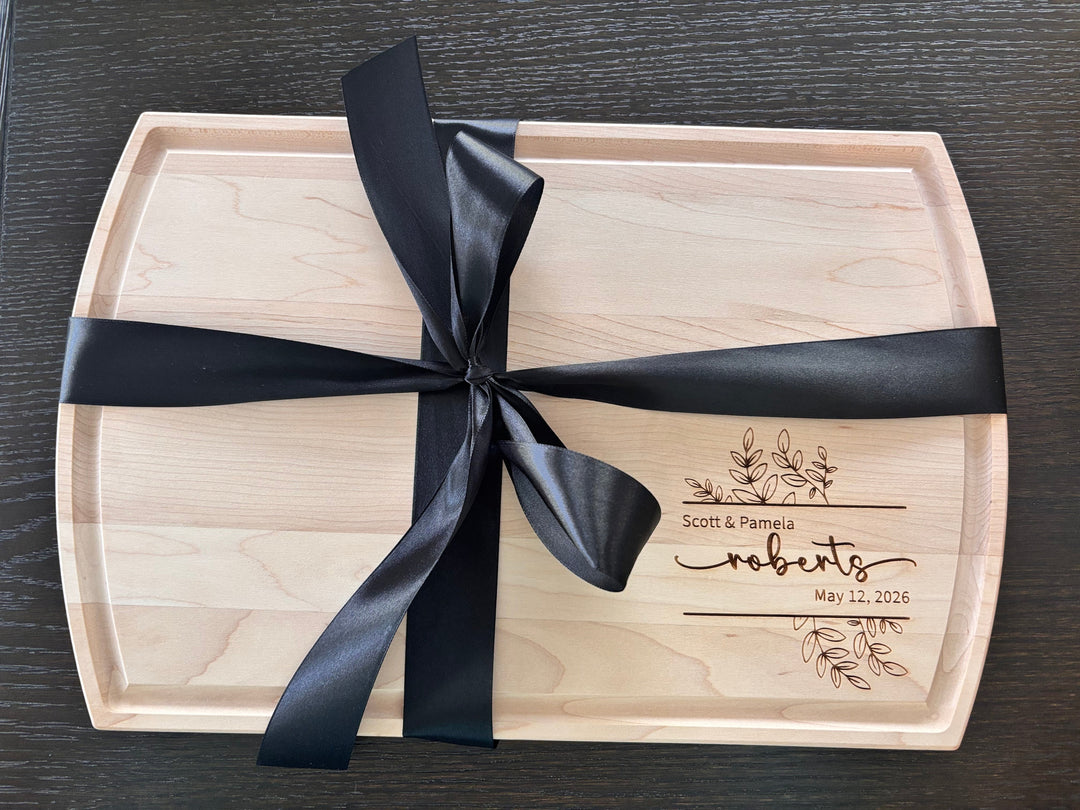 PERSONALIZED ENGRAVED GIFT | LARGE ARCHED MAPLE CUTTING BOARD