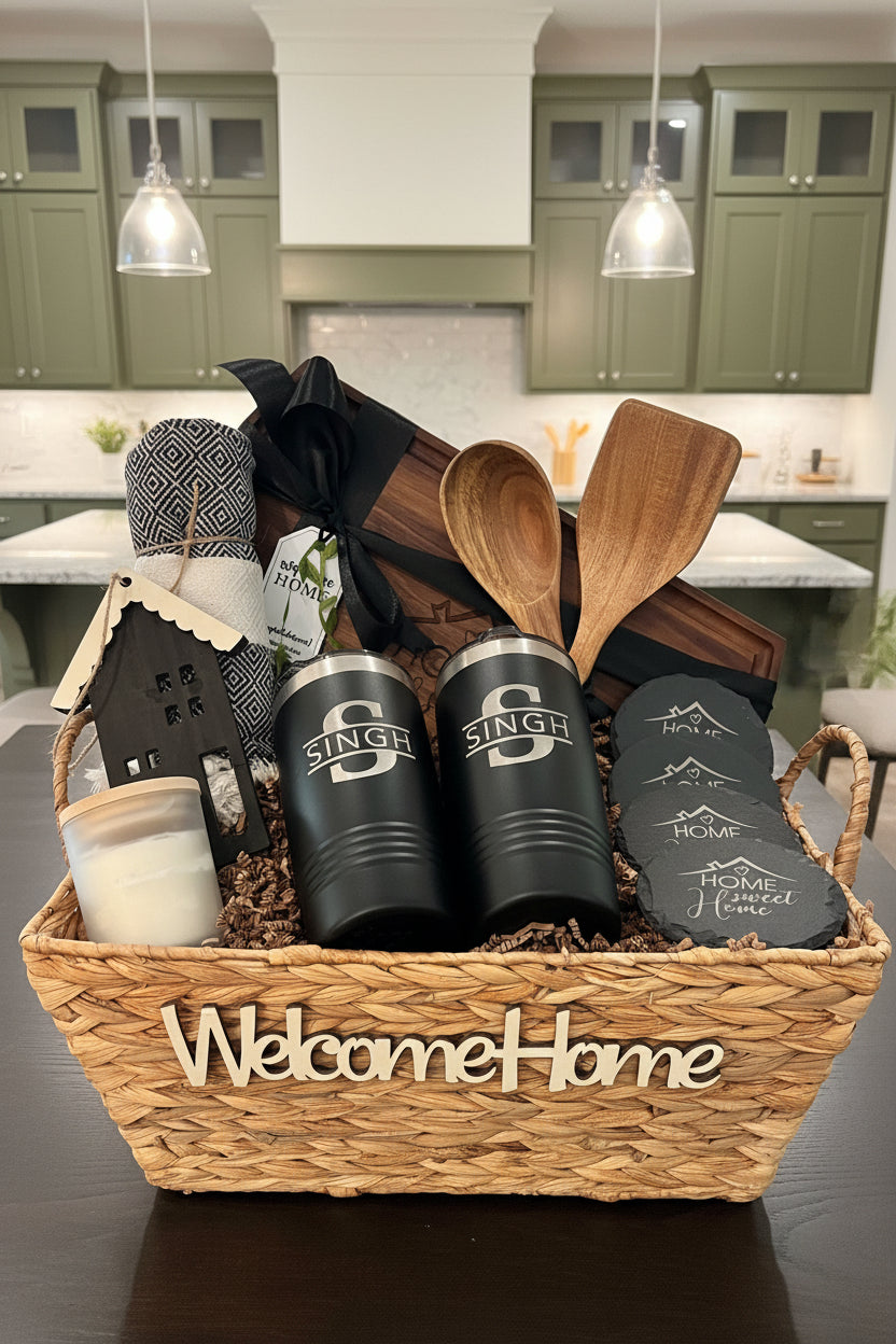 PERSONALIZED GIFT BASKET | HERITAGE CHARCUTERIE BOARD GIFT SET BUNDLE
