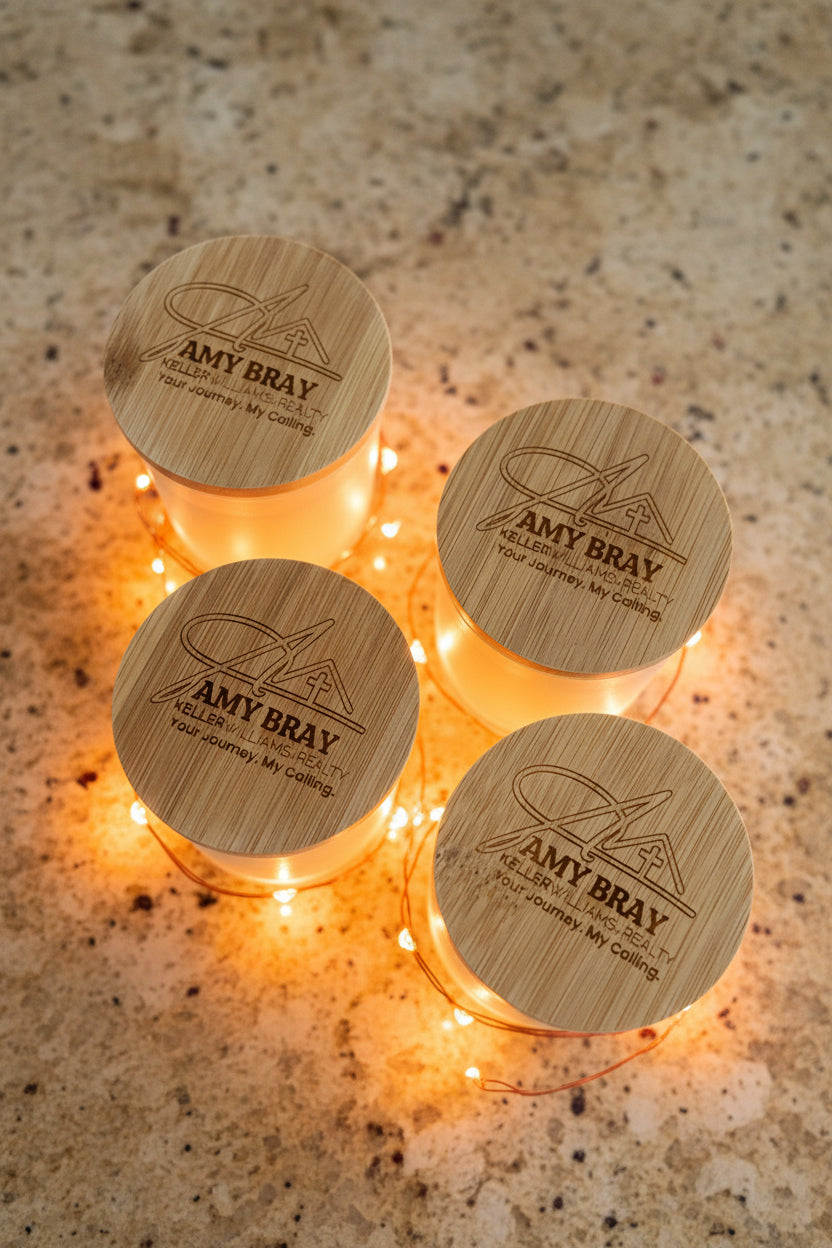 Custom Realtor Closing Gift | Hand-Poured Soy Candle – Clean Linen Scent