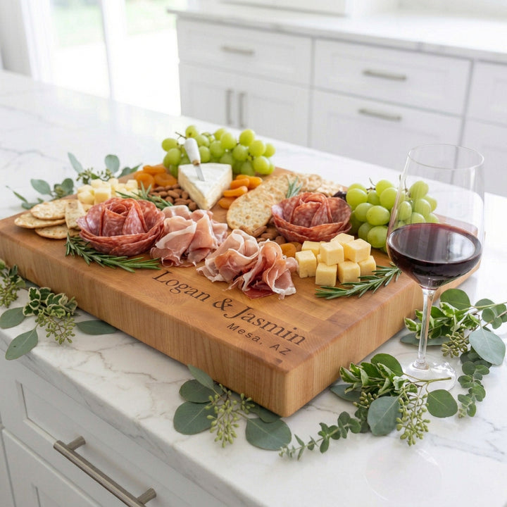 Maple Butcher Block Cutting Board Engraved Wedding Gift New Home Housewarming Present Real Estate Agent Closing Client Appreciation Corp