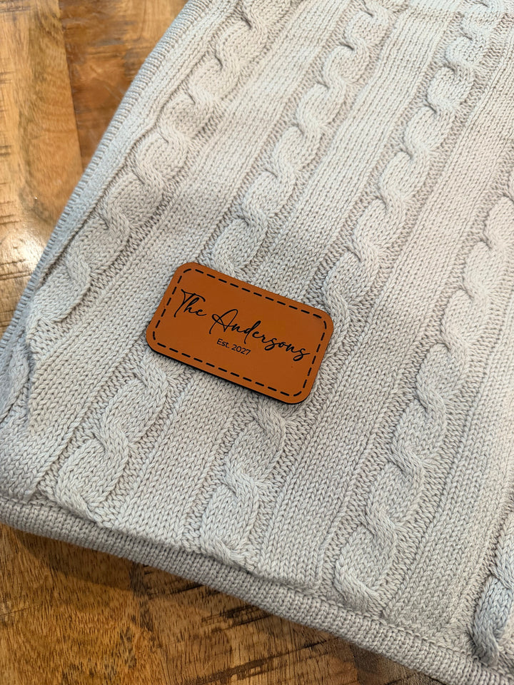 Custom Logo Blanket, Personalized Cable Knit Corporate Gift, Company Logo Blanket, Client & Employee Gift, Bulk Branded Business Gift