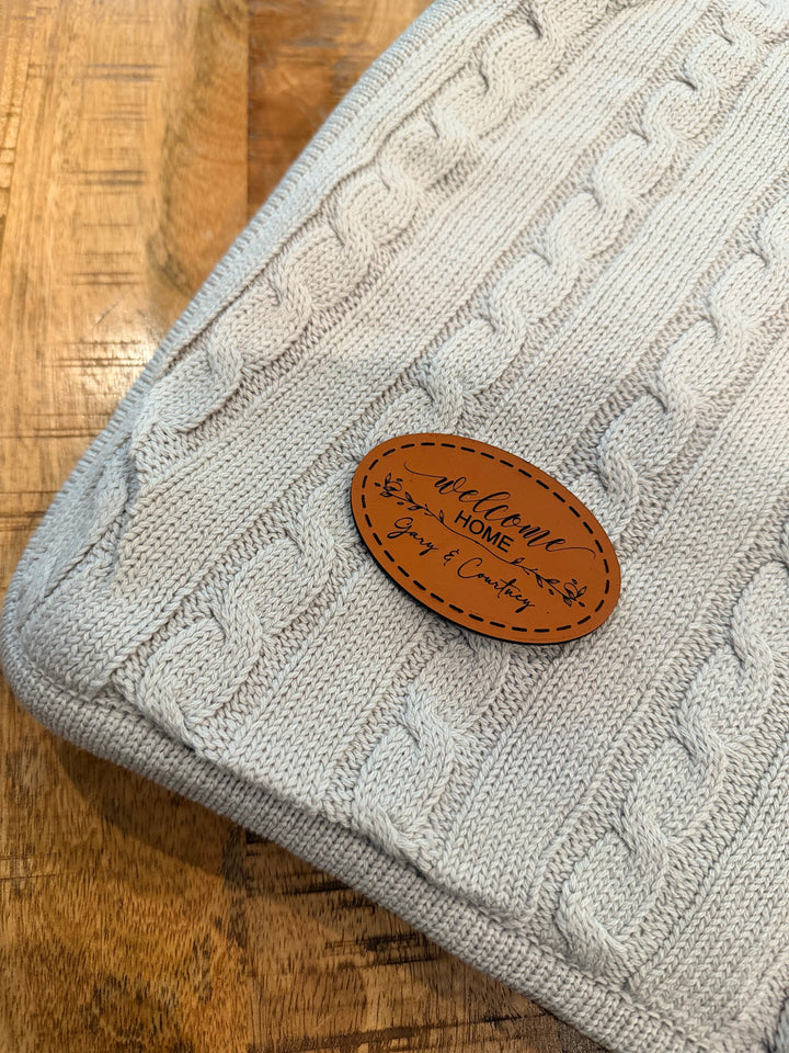 Custom Logo Blanket, Personalized Cable Knit Corporate Gift, Company Logo Blanket, Client & Employee Gift, Bulk Branded Business Gift