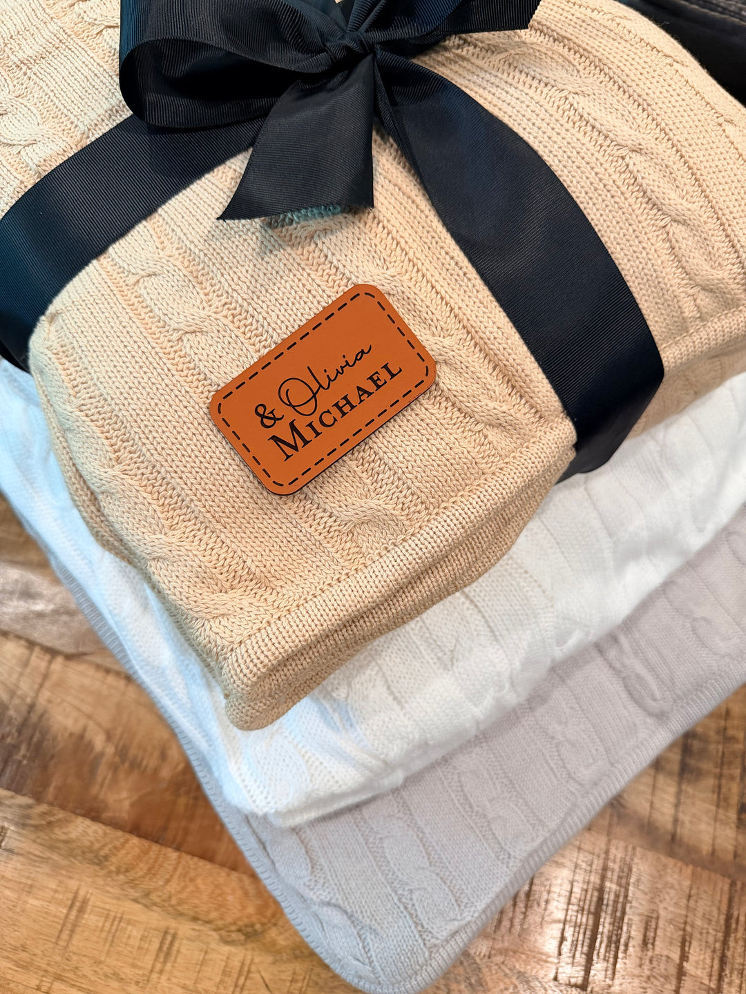 Custom Logo Blanket, Personalized Cable Knit Corporate Gift, Company Logo Blanket, Client & Employee Gift, Bulk Branded Business Gift