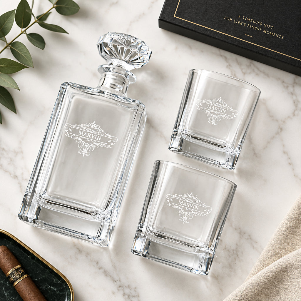 CORPORATE &amp; CLOSING GIFTS | CUSTOM ENGRAVED WHISKEY DECANTER SET