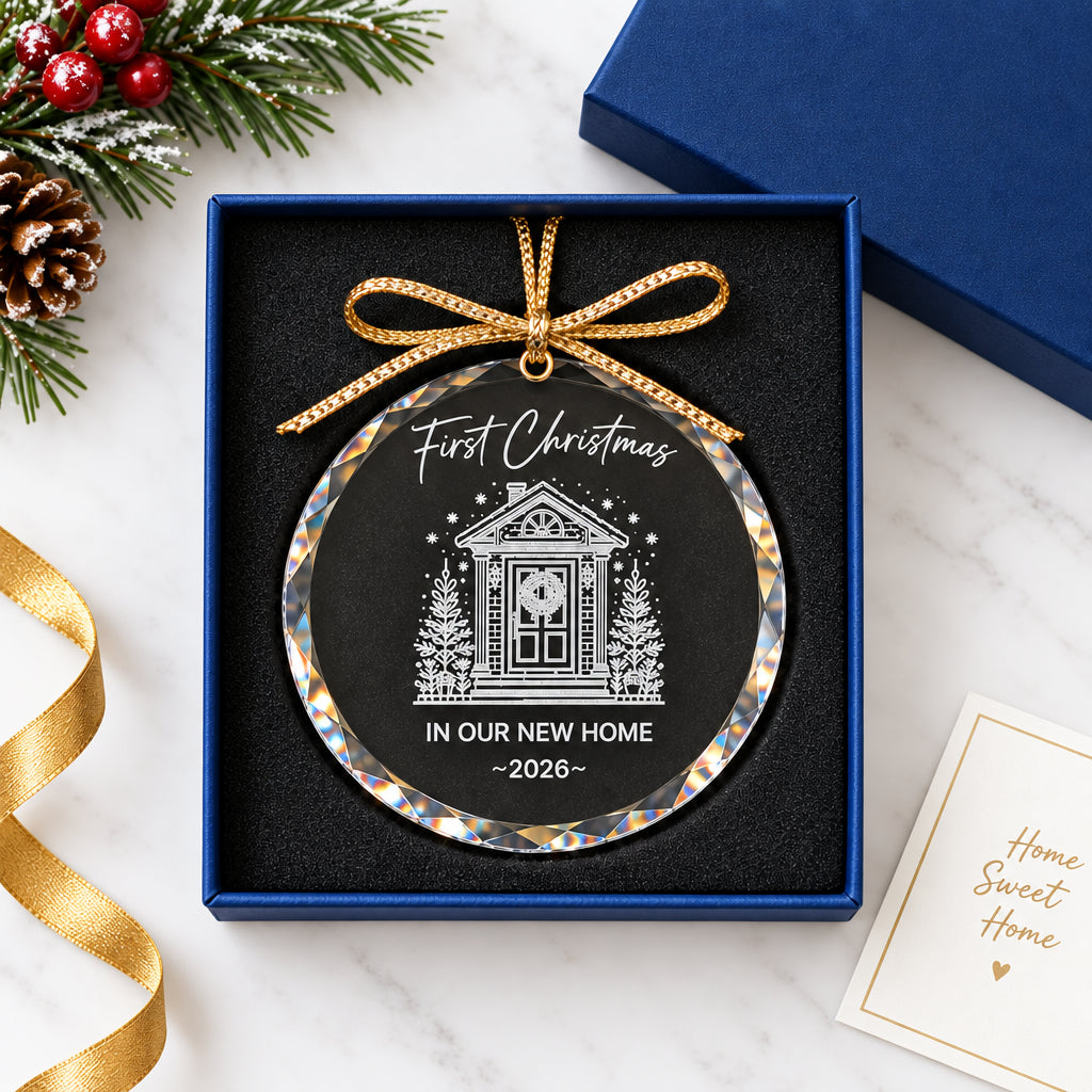 Personalized Glass Ornament Custom Engraved Glass Holiday Keepsake Family Tree Decor First Christmas Gift