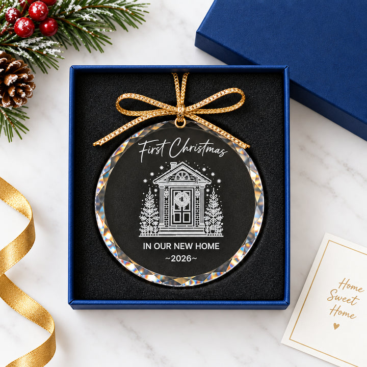 Personalized Glass Ornament Custom Engraved Glass Holiday Keepsake Family Tree Decor First Christmas Gift