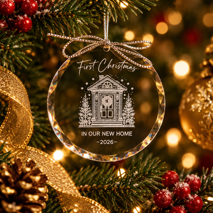 Personalized Glass Ornament Custom Engraved Glass Holiday Keepsake Family Tree Decor First Christmas Gift