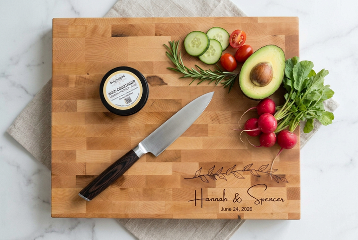 Maple Butcher Block Cutting Board Engraved Wedding Gift New Home Housewarming Present Real Estate Agent Closing Client Appreciation Corp