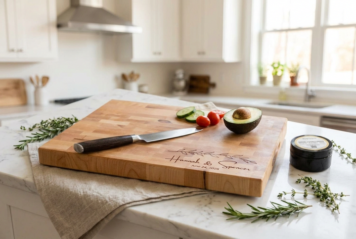 Maple Butcher Block Cutting Board Engraved Wedding Gift New Home Housewarming Present Real Estate Agent Closing Client Appreciation Corp