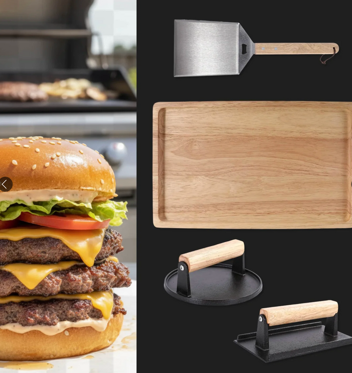 CUSTOM SMASH BURGER SET | PERSONALIZED BBQ GRILL ACCESSORIES | ENGRAVED Groomsmen & FATHER'S DAY GIFT