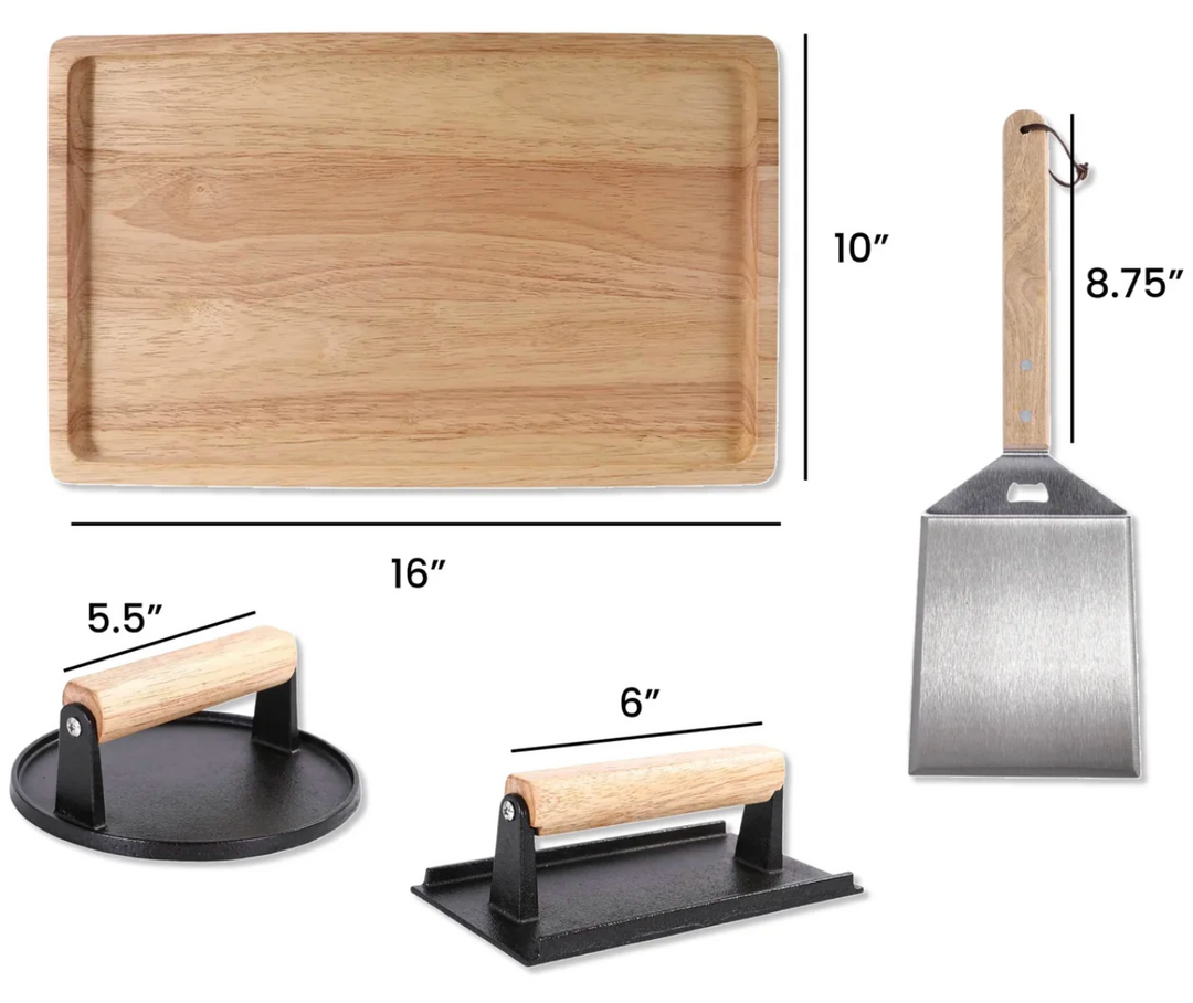 CUSTOM SMASH BURGER SET | PERSONALIZED BBQ GRILL ACCESSORIES | ENGRAVED Groomsmen & FATHER'S DAY GIFT