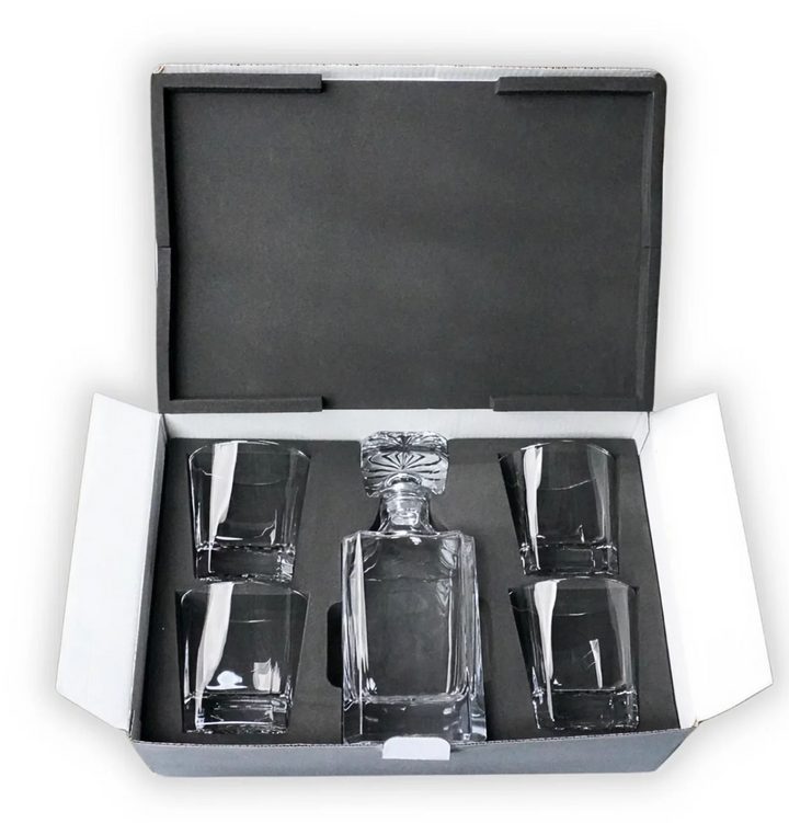 CUSTOM DECANTER + ROCKS GLASSES + BOX