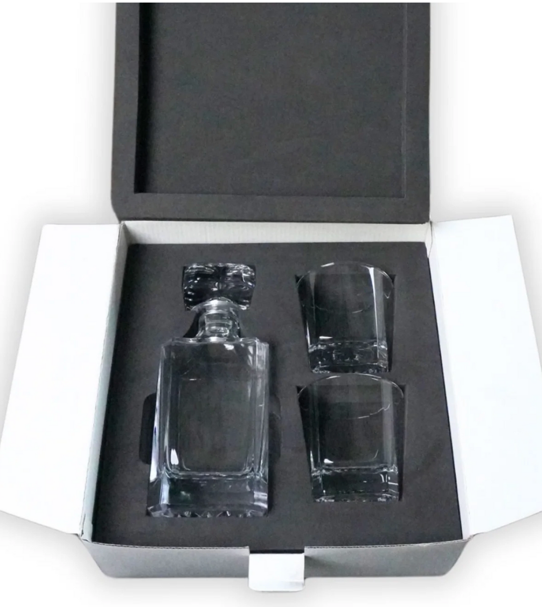 CUSTOM DECANTER + ROCKS GLASSES + BOX
