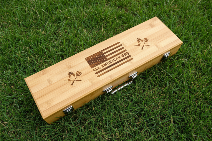 PERSONALIZED ENGRAVED GIFT | CUSTOM BAMBOO BBQ TOOL SET