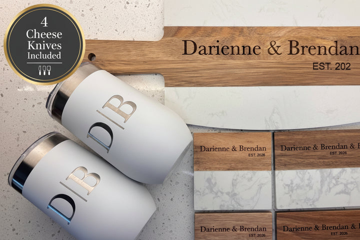 Kitchen Collection Gift Basket Personalized Homeowner Present Custom Tumbler Set Marble Coaster Collection Acacia Wood Accessories Black Wire Basket Design Real Estate Closing Gift House Warming Celebration Package Premium Quality Materials