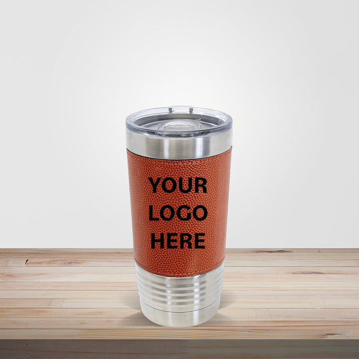 Custom engraved 20oz Polar Camel sports leatherette tumbler with basketball sports team design – personalized team gift drinkware