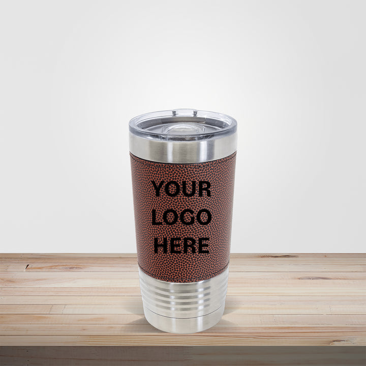 Custom engraved 20oz Polar Camel sports leatherette tumbler with football sports team design – personalized team gift drinkware