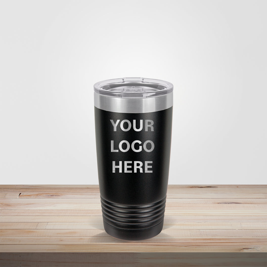 Custom engraved 20oz Polar Camel tumbler in black – personalized bride and groom, team, coach, or corporate gift drinkware