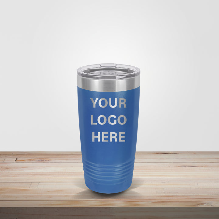 Custom engraved 20oz Polar Camel tumbler in blue – personalized wedding, team, coach, or corporate gift drinkware
