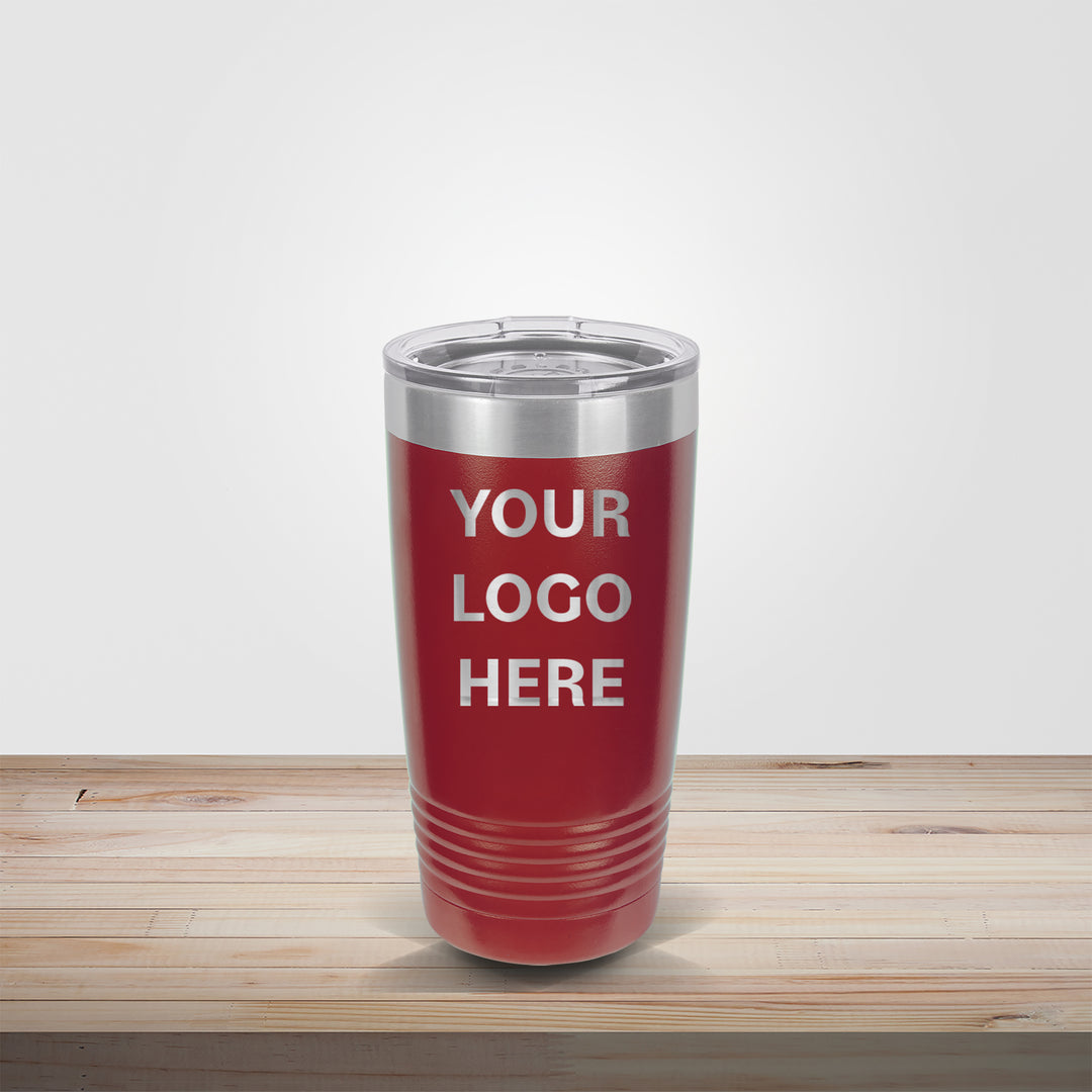 Custom engraved 20oz Polar Camel tumbler in maroon – personalized bride and groom, school team, or corporate gift drinkware
