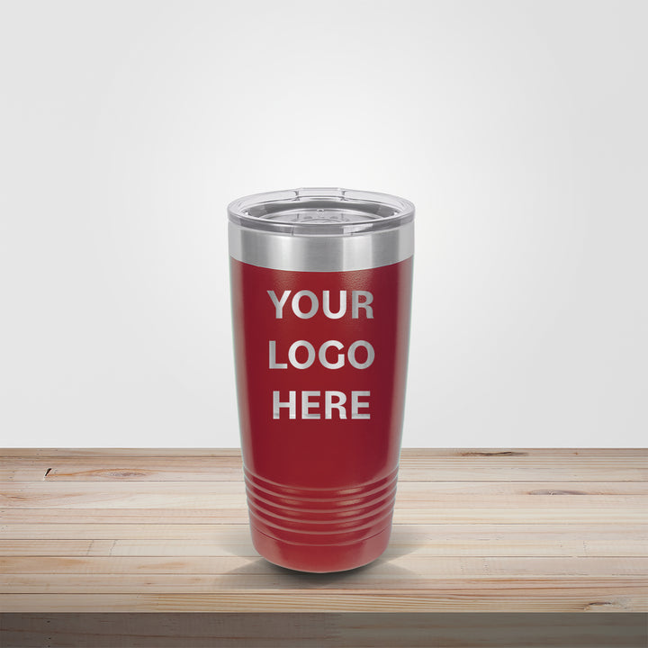 Custom engraved 20oz Polar Camel tumbler in maroon – personalized bride and groom, school team, or corporate gift drinkware