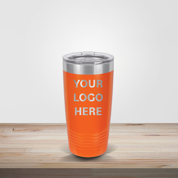 Custom engraved 20oz Polar Camel tumbler in orange – personalized school spirit, wedding, or corporate gift drinkware