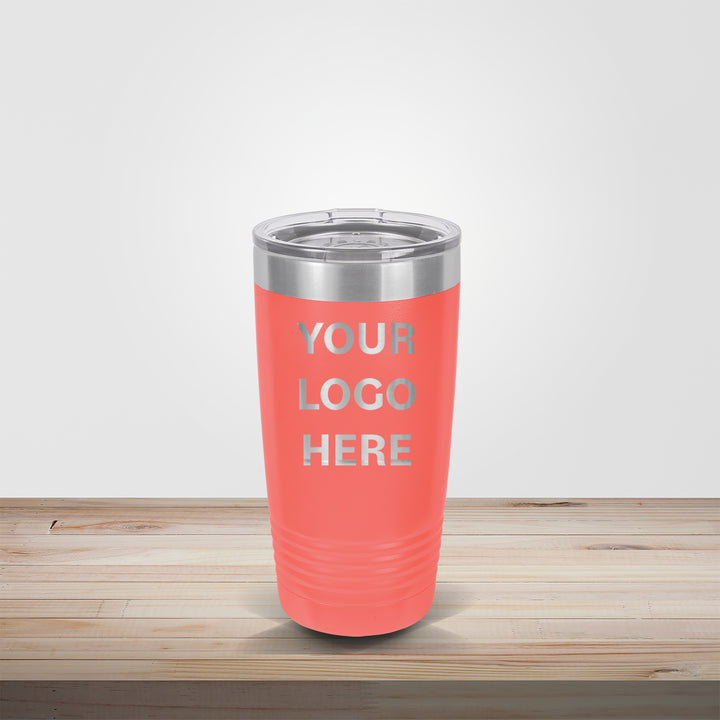 Custom engraved 20oz Polar Camel tumbler in peach or coral– personalized bridal shower, wedding, or team gift drinkware