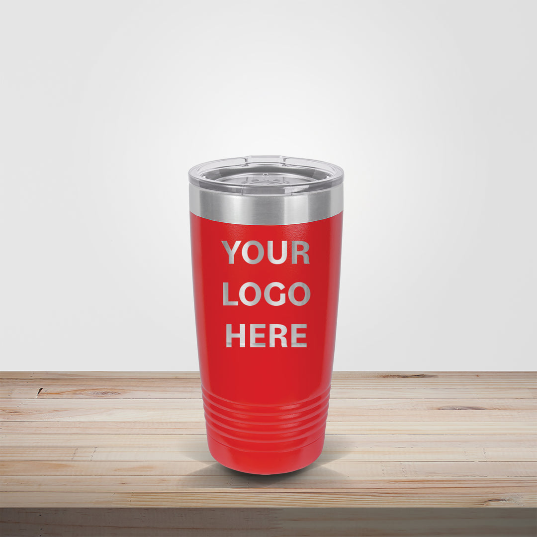 Custom engraved 20oz Polar Camel tumbler in red – personalized wedding couple, sports team, or corporate gift drinkware