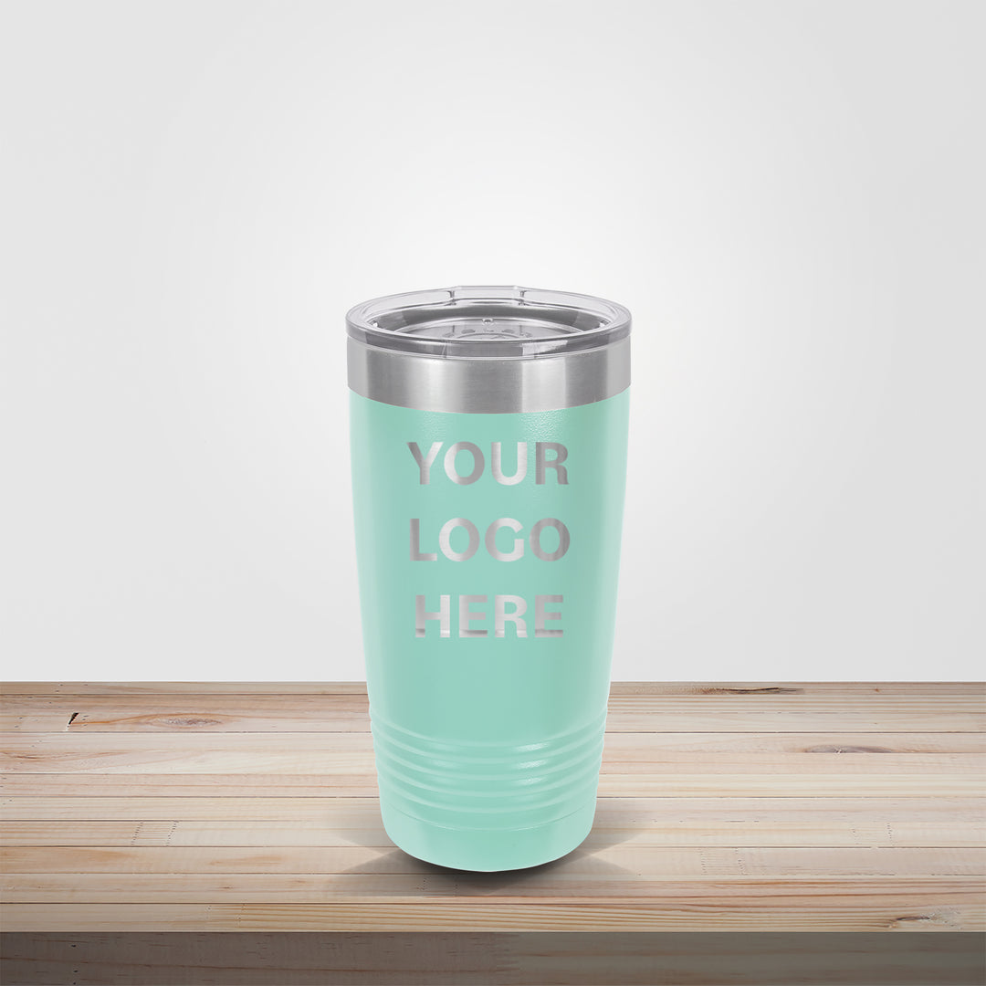Custom engraved 20oz Polar Camel tumbler in teal – personalized beach wedding, team, or corporate gift drinkware
