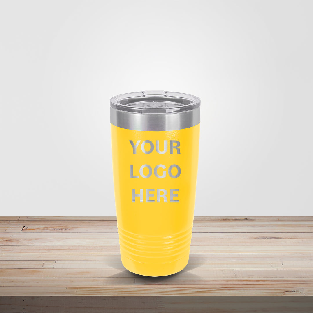 Custom engraved 20oz Polar Camel tumbler in yellow – personalized team, summer wedding, or corporate gift drinkware