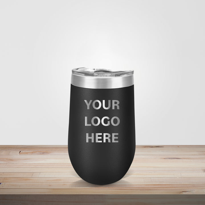 Custom engraved 16oz stainless steel wine tumbler – personalized name or logo for wedding and corporate gifts
