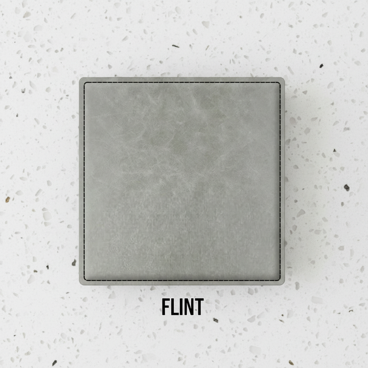 Set of four Light Gray leatherette coasters with custom logo branding for weddings, events, and corporate gifts