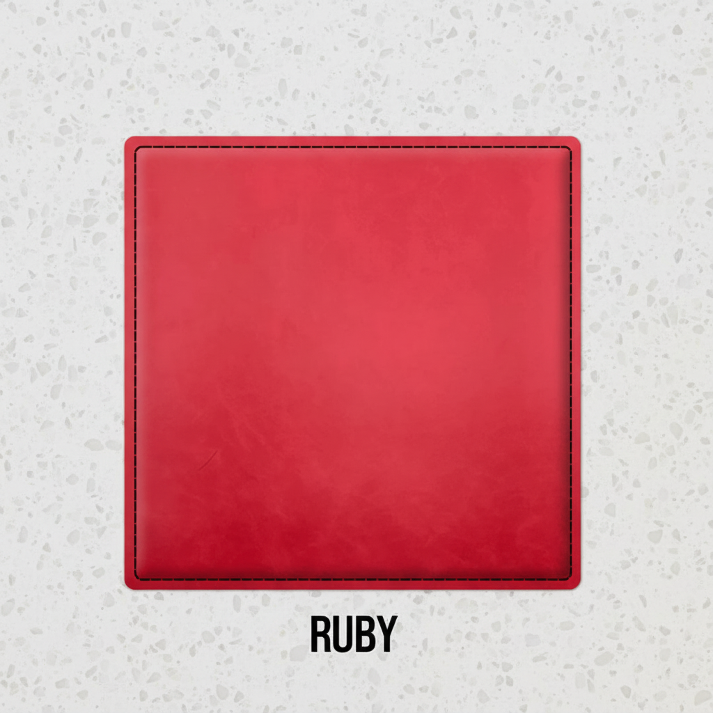 Ruby red leatherette coasters set of 4 engraved with custom logo for corporate gifts and bulk orders