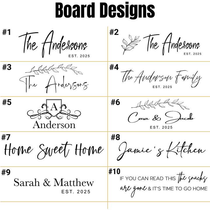 Marble and acacia wood charcuterie board design options with custom engraving for wedding and closing gifts