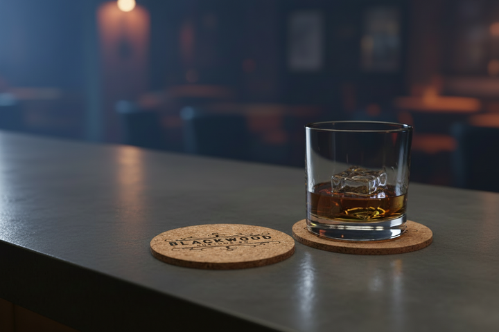 Custom Logo Branding Supplies - Engraved Cork Coasters (Bulk or Individual)