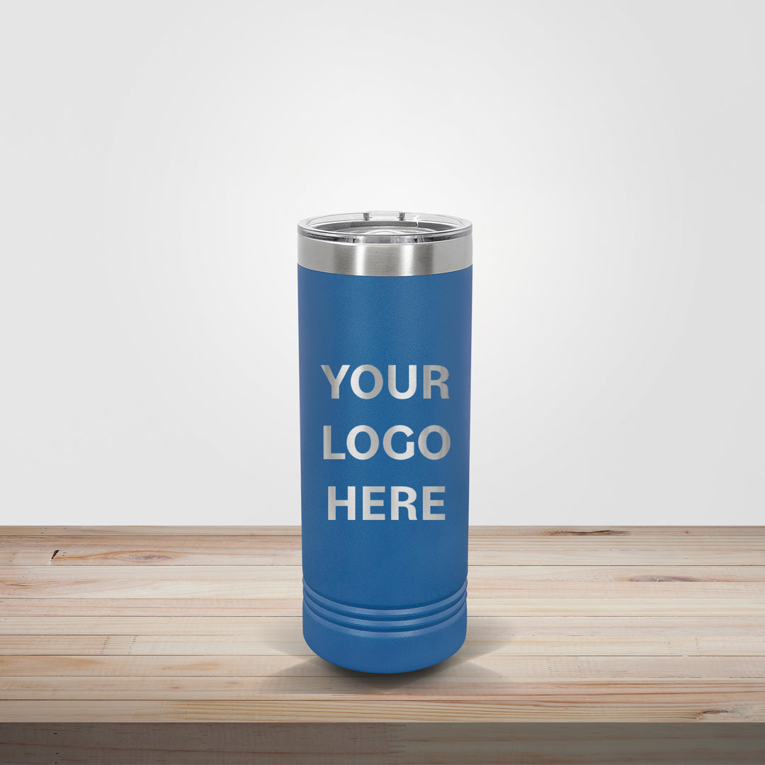 Blue Polar Camel 22oz skinny tumbler customized for sports teams, coaches gifts, and athletic branding