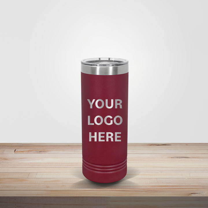Maroon Polar Camel 22oz skinny tumbler engraved for sports programs, graduation gifts, and custom logo drinkware
