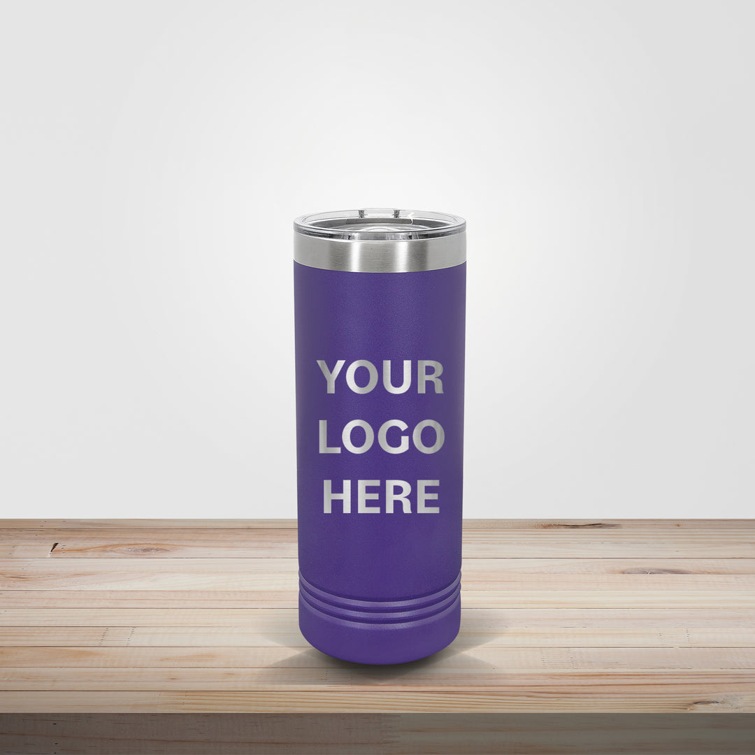 Purple Polar Camel 22oz skinny tumbler personalized for bridal parties, bridesmaid gifts, and custom wedding drinkware