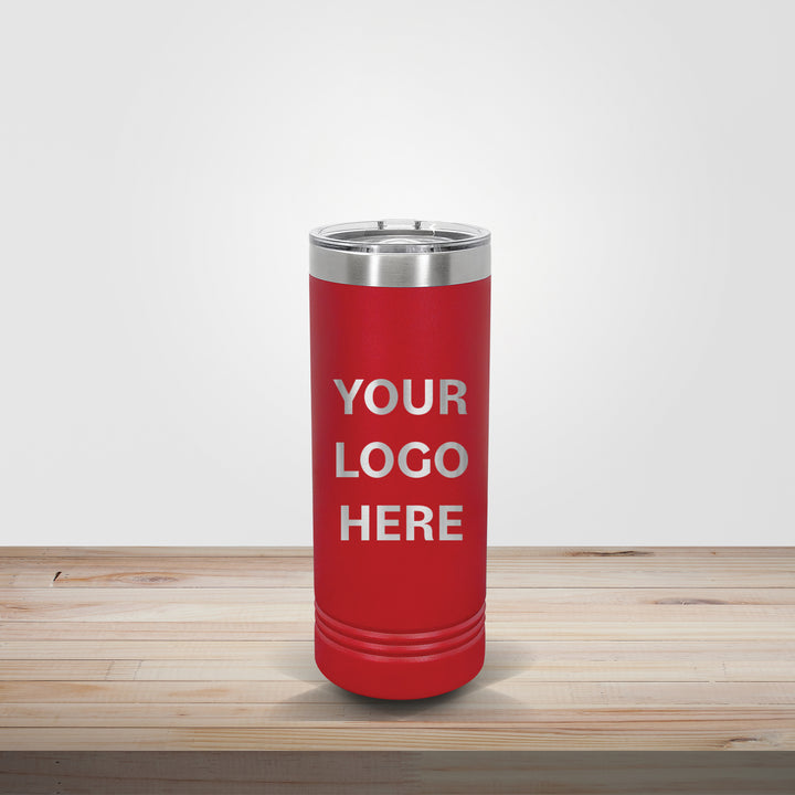 Red Polar Camel 22oz skinny tumbler customized for team spirit, school sports, and promotional branding