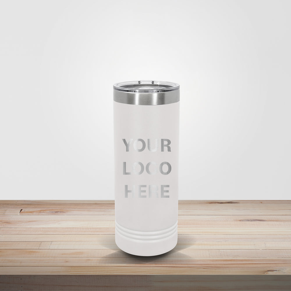 White Polar Camel 22oz skinny tumbler personalized for wedding favors, bridal party gifts, and custom engraved wedding drinkware