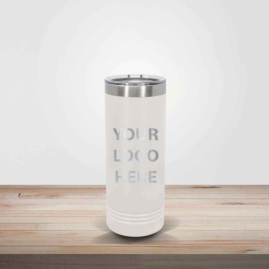 White Polar Camel 22oz skinny tumbler personalized for wedding favors, bridal party gifts, and custom engraved wedding drinkware