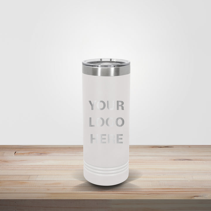 White Polar Camel 22oz skinny tumbler personalized for wedding favors, bridal party gifts, and custom engraved wedding drinkware