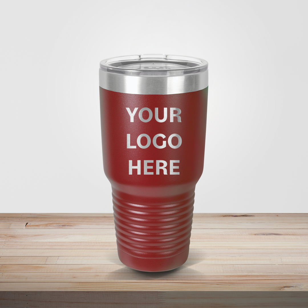 Maroon Polar Camel 30oz tumbler engraved for sports programs, graduation gifts, and custom logo drinkware