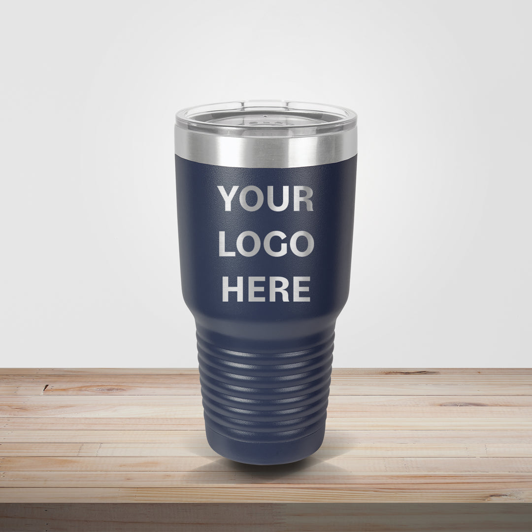 Navy Polar Camel 30oz tumbler personalized for groomsmen gifts and custom business bran