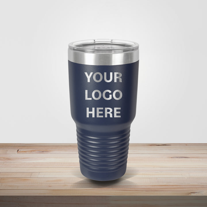 Navy Polar Camel 30oz tumbler personalized for groomsmen gifts and custom business bran