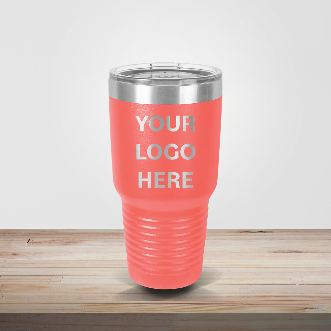Peach Polar Camel 30oz tumbler personalized for bridesmaid gifts and wedding favors with custom engraving