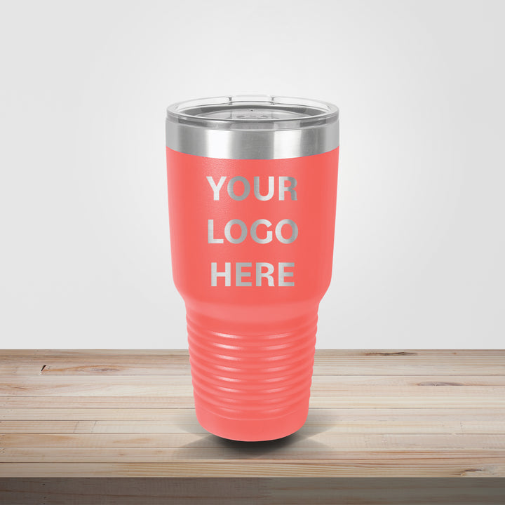 Peach Polar Camel 30oz tumbler personalized for bridesmaid gifts and wedding favors with custom engraving